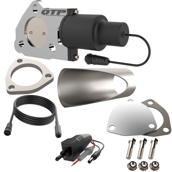 QTP Single 2.25in Electric Valve / Wiring / 1 Toggle Switch / 1 2.25in DIY Cutout Pipe