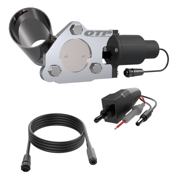 QTP Single 2.5in Electric Valve / Wiring / 1 Toggle Switch / 1 2.5in SS Exhaust Cutout