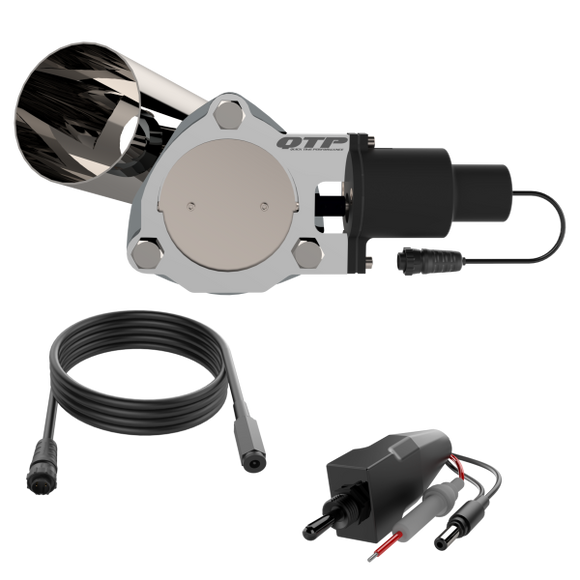 QTP Single 3.5in Electric Valve / Wiring / 1 Toggle Switch / 1 3.5in SS Exhaust Cutout