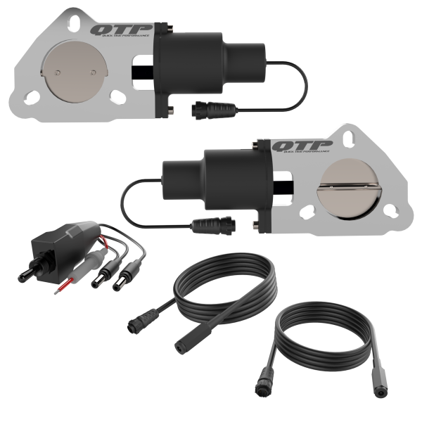 QTP 2.25in Bolt-On QTEC Dual Electric Cutout Valves - Pair