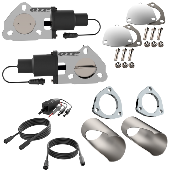 QTP Dual 2.25in Electric Valves / Wiring / 1 Toggle Switch / 2 2.25in DIY Cutout Pipes