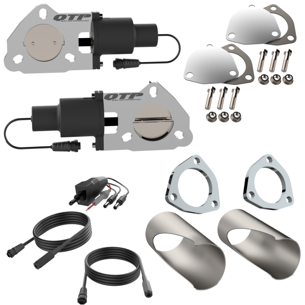 QTP Dual 2.25in Electric Valves / Wiring / 1 Toggle Switch / 2 2.25in DIY Cutout Pipes