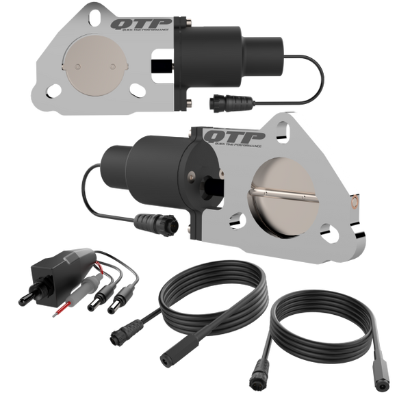 QTP 2.5in Bolt-On QTEC Dual Electric Cutout Valves - Pair