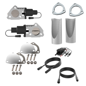 QTP Dual 2.5in Electric Valves / Wiring / 1 Toggle Switch / 2 2.5in DIY Cutout Pipes