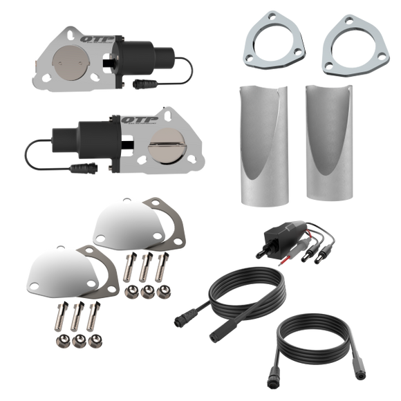 QTP Dual 2.5in Electric Valves / Wiring / 1 Toggle Switch / 2 2.5in DIY Cutout Pipes