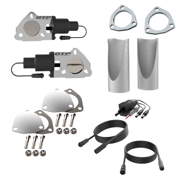 QTP Dual 2.5in Electric Valves / Wiring / 1 Toggle Switch / 2 2.5in DIY Cutout Pipes
