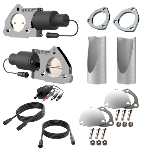 QTP Dual 2.5in Electric Valves / Wiring / 1 Toggle Switch / 2 2.5in DIY Cutout Pipes