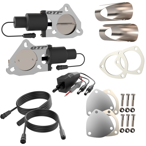 QTP Dual 3in Electric Valves / Wiring / 1 Toggle Switch / 2 2.75in DIY Cutout Pipes
