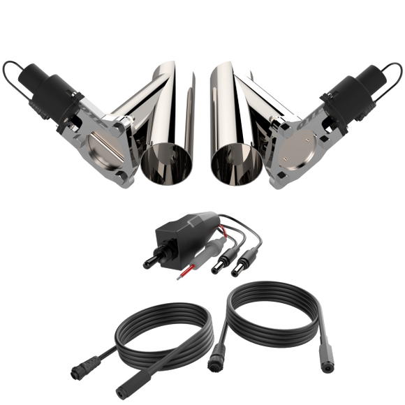 QTP Dual 3in Electric Valves / Wiring / 1 Toggle Switch / 2 SS 3in Cutouts