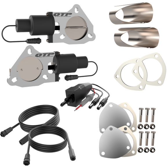 QTP Dual 3in Electric Valves / Wiring / 1 Toggle Switch / 2 3in DIY Cutout Pipes