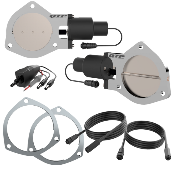 QTP 4in Bolt-On QTEC Dual Electric Cutout Valves w/Flanges - Pair