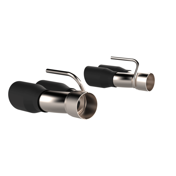 QTP 15-18 Dodge Challenger 6.2L/6.4L 304SS Screamer Exhaust 3in Quad Tip Adapter w/Black Tips - 0