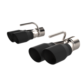 QTP 15-18 Dodge Challenger 6.2L/6.4L 304SS Screamer Exhaust 3in Quad Tip Adapter w/Black Tips