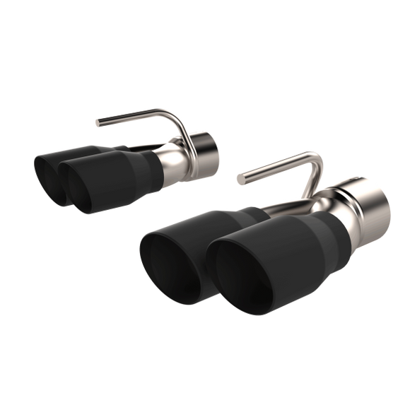 QTP 15-18 Dodge Challenger 6.2L/6.4L 304SS Screamer Exhaust 3in Quad Tip Adapter w/Black Tips