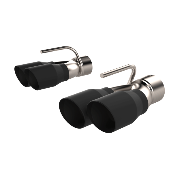 QTP 15-18 Dodge Challenger 6.2L/6.4L 304SS Screamer Exhaust 3in Quad Tip Adapter w/Black Tips