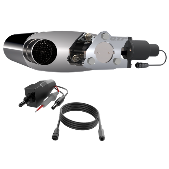 QTP 2.5in Weld-On 304SS Reverse Screamer Muffler Short Case w/Bolt-On QTEC Electric Cutout