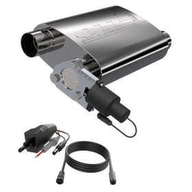 QTP 2.5in Weld-On 304SS Reverse Screamer Muffler Short Case w/Bolt-On QTEC Electric Cutout