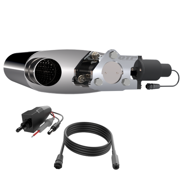 QTP 2.5in Weld-On 304SS Screamer Muffler Short Case w/Bolt-On QTEC Electric Cutout