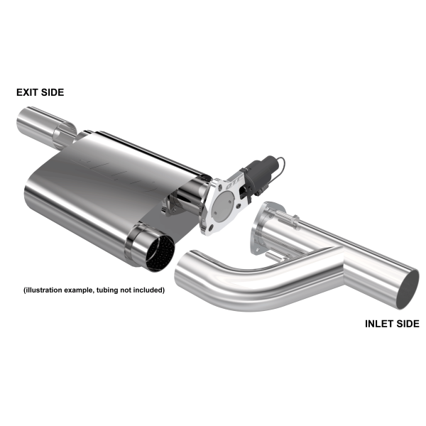 QTP 3in Weld-On Reverse 304SS Screamer Muffler Short Case w/Bolt-On QTEC Electric Cutout