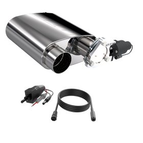 QTP 3in Weld-On Reverse 304SS Screamer Muffler Short Case w/Bolt-On QTEC Electric Cutout