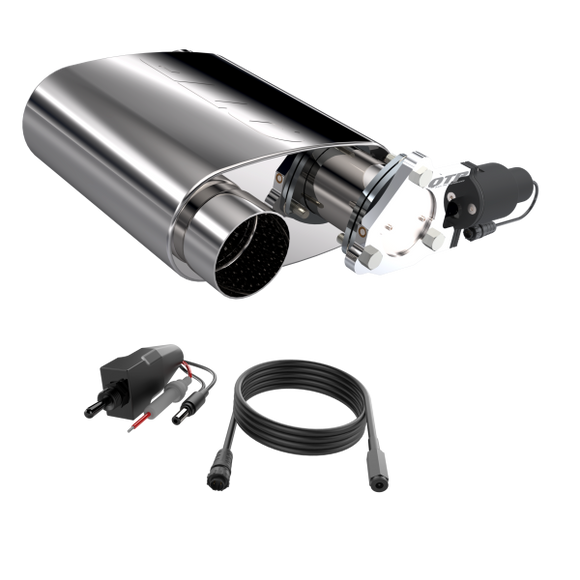 QTP 3in Weld-On Reverse 304SS Screamer Muffler Short Case w/Bolt-On QTEC Electric Cutout