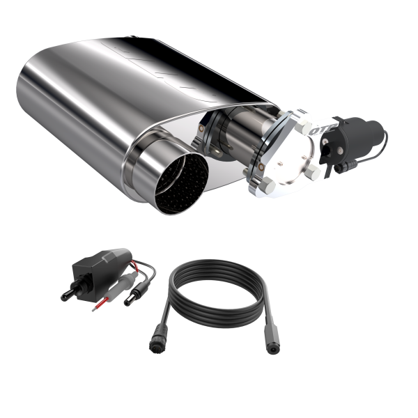 QTP 3in Weld-On Reverse 304SS Screamer Muffler Short Case w/Bolt-On QTEC Electric Cutout