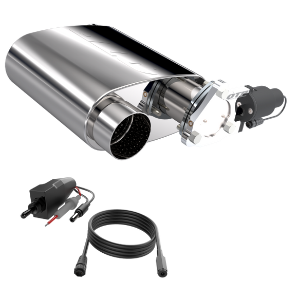 QTP 3in Weld-On 304SS Screamer Muffler Short Case w/Bolt-On QTEC Electric Cutout