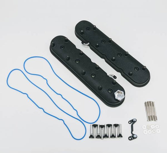 GRANATELLI VALVE COVER WITH INTEGRAL ANGLED COIL MOUNTS. TALL - BLACK WRINKLE FI