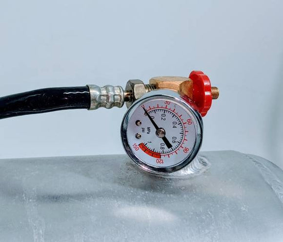 GRANATELLI AIR TANK. PORTABLE. 5 GALLONS. ALUMINUM. NATURAL. HOSE. PRESSURE GAUG