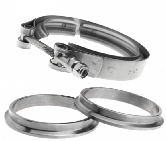 GRANATELLI 3.0 (76MM) V-BAND. FLAT FLANGES WITH CLAMP INCLUDED - MILD STEEL"