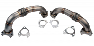 Wehrli 01-04 Chevrolet 6.6L Duramax LB7 2in Stainless Up Pipe Kit w/Gaskets - Twin Turbo