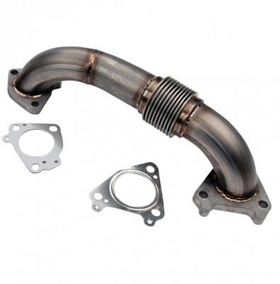 Wehrli 01-04 Chevrolet 6.6L Duramax LB7 2in Stainless Passenger Side Up Pipe w/Gaskets (Twin Turbo)
