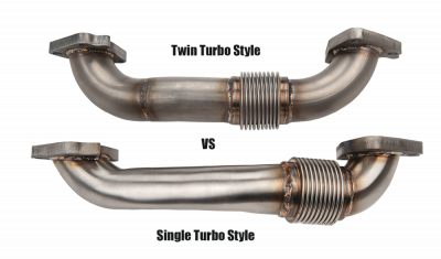 Wehrli 01-04 Chevrolet 6.6L Duramax LB7 2in Stainless Passenger Side Up Pipe w/Gaskets (Twin Turbo)
