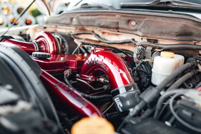 Wehrli 03-07 Dodge 5.9L Cummins 3.5in Intake Horn & Driver Side Intercooler Pipe Kit - Flat Black