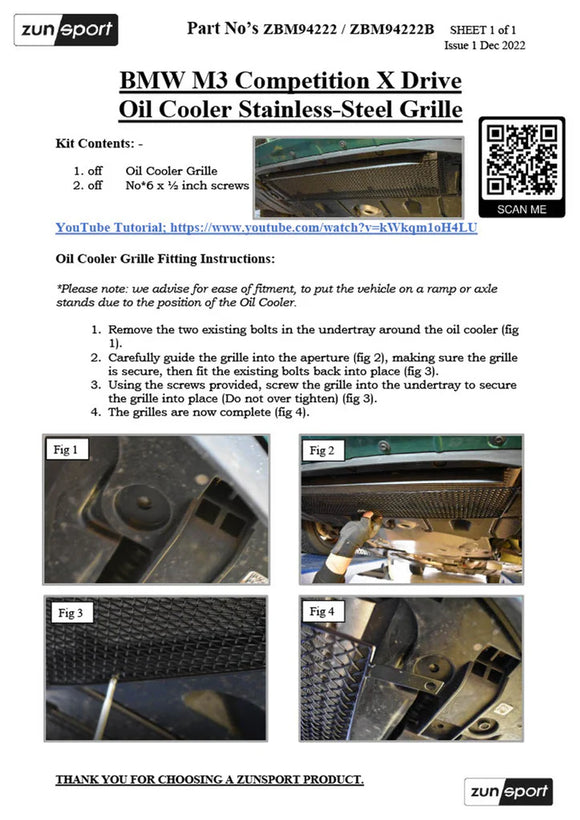 Zunsport G8X M2 / M3 / M4 Oil Cooler Grille