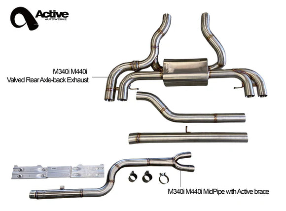 M340/M440 Exhaust Bundle (rear + midpipe) black tips 2025+ M340i / M440i