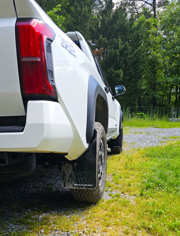 Rally Armor 24-26 Toyota Tacoma Gen 4 Black UR Mud Flap w/White Logo