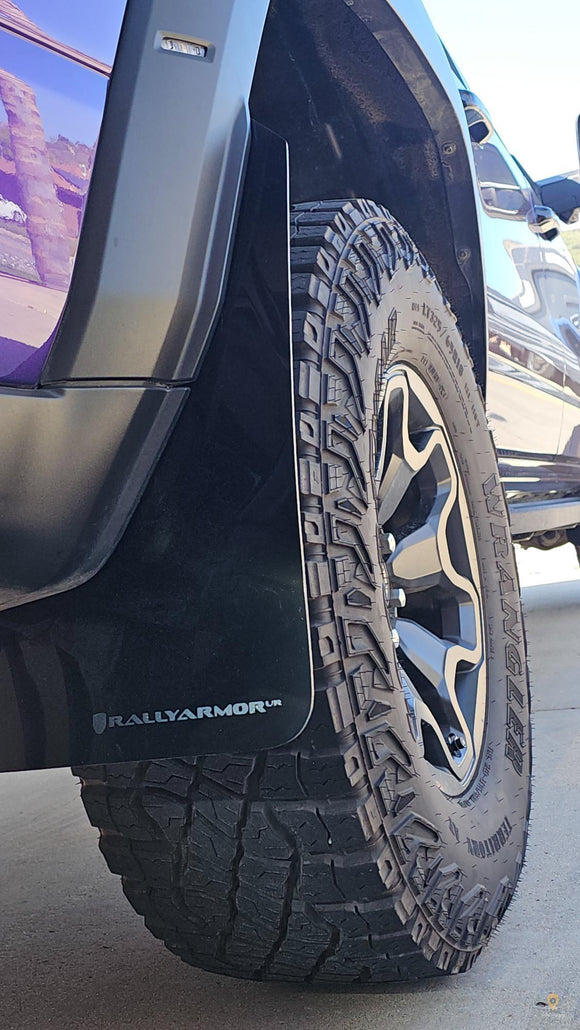 Rally Armor 21-25 Dodge Ram 1500 TRX Black UR Mud Flap - White Logo