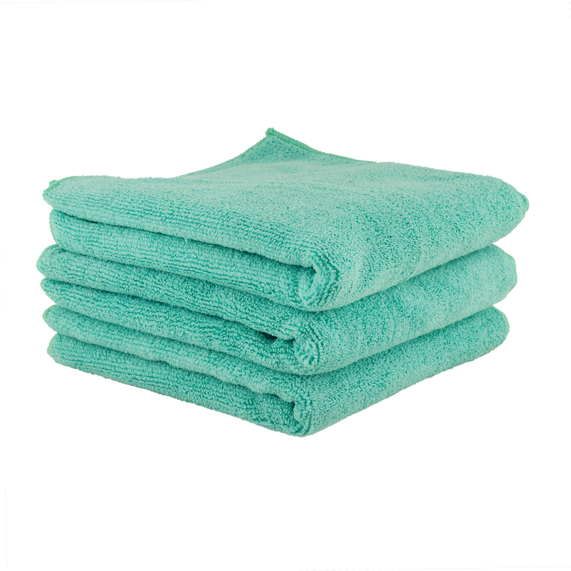 Workhorse XL Green Professional Grade Microfiber Towel (Exterior), 24" x 16" (3 Pack)
