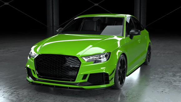 Dry Carbon Fiber Front Bumper Fins for Audi RS3 2017-2019