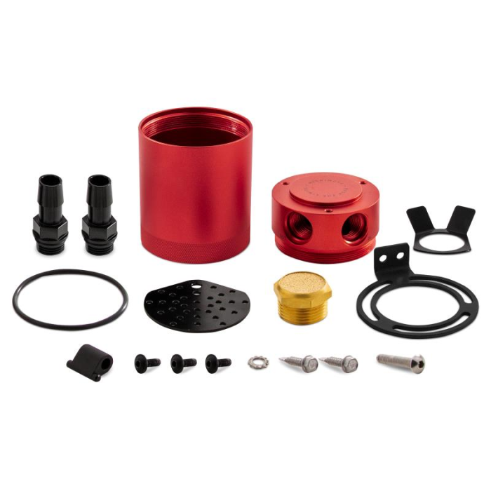 Mishimoto Compact Baffled Oil Catch Can - 2-Port - Red