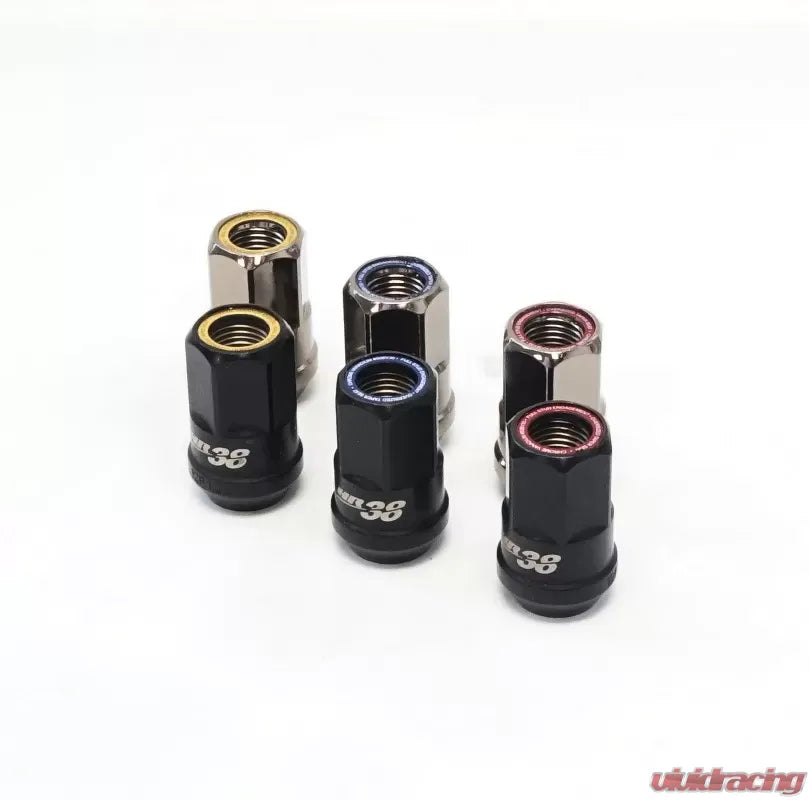Muteki HR38 12x1.25 Black Chrome w/ Blue Ring Open End Lug Kit