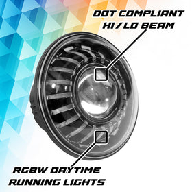 XK Glow 07-18 Jeep Wrangler JK 7in Headlight XKmax RGBW LED 2pc XKchrome Bluetooth App Cntl Kit - 0