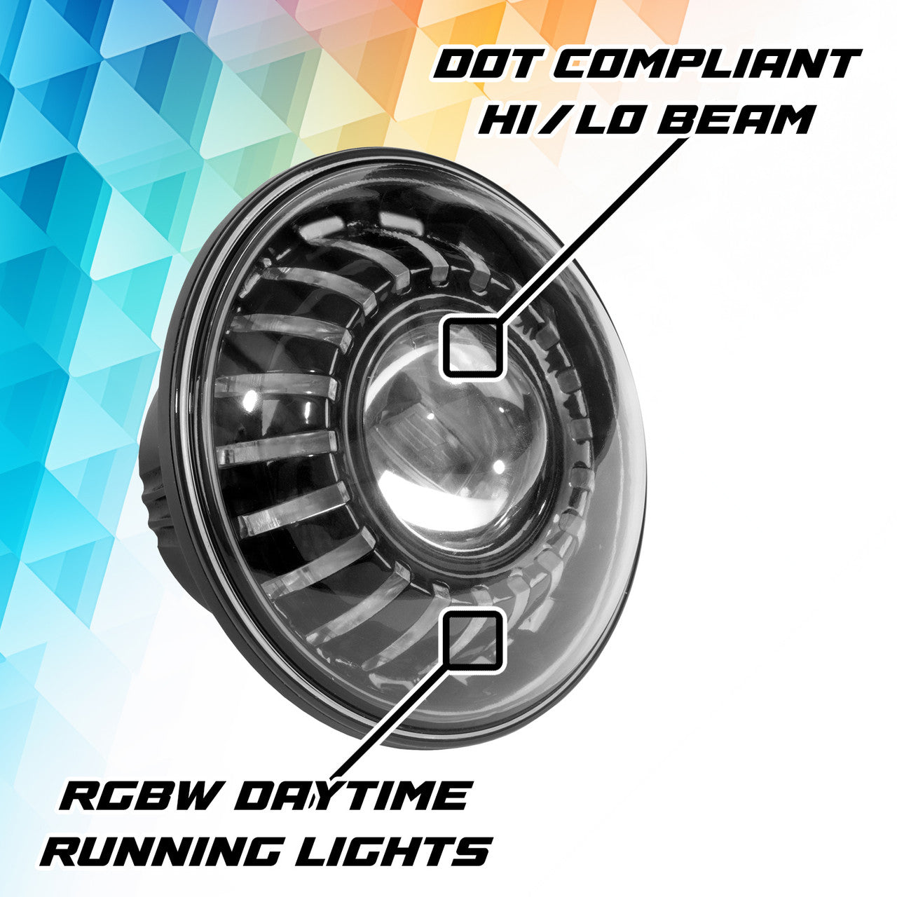 XK Glow 2019+ Jeep Wrangler JL/JT 7in Headlight XKmax RGBW Kit w/ Mnt Brkt App Cntrl 2pc - 0