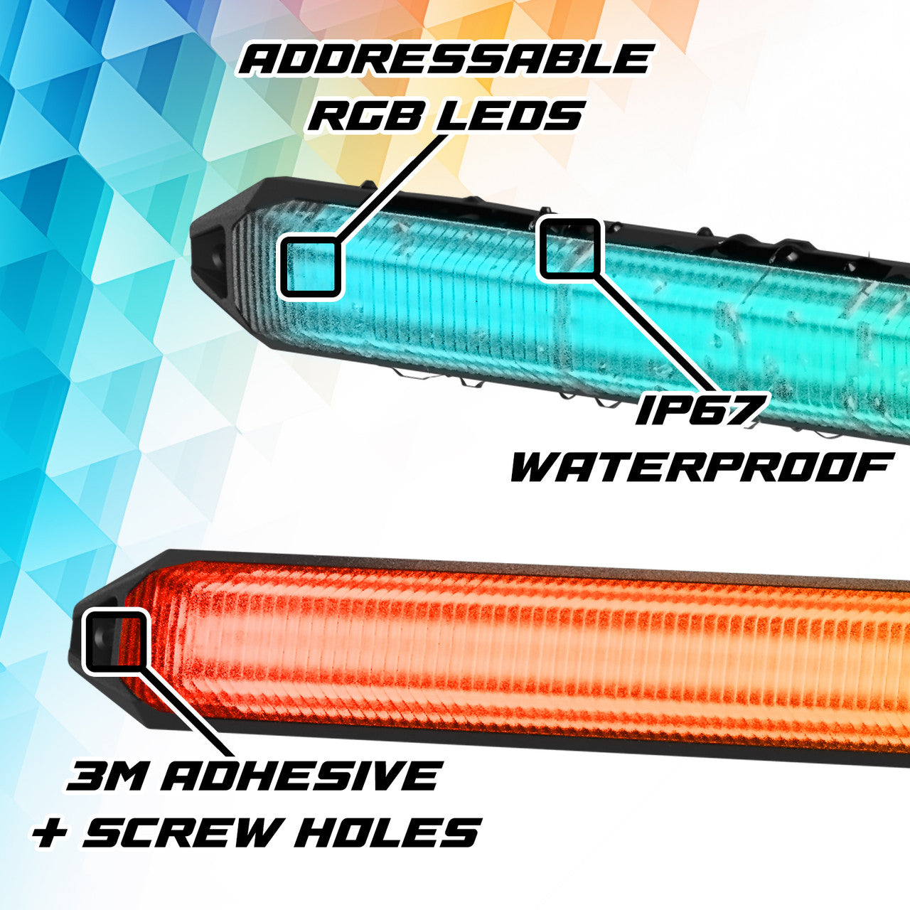 XK Glow 9in XKmax DRL Truck Grill Flexible Light App Cntl Bar 2pc - 0