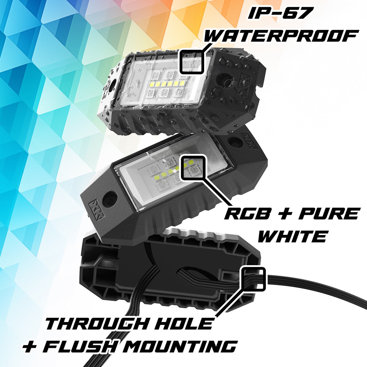 XK Glow RGBW 12pc Addressable LED Rock Light Kit - 0