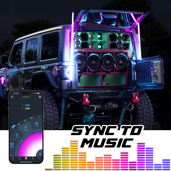 XK Glow 2x32 XKmax RGBW Advanced App Control LED Whip Light Kit for 4x4 Offroad UTV ATV