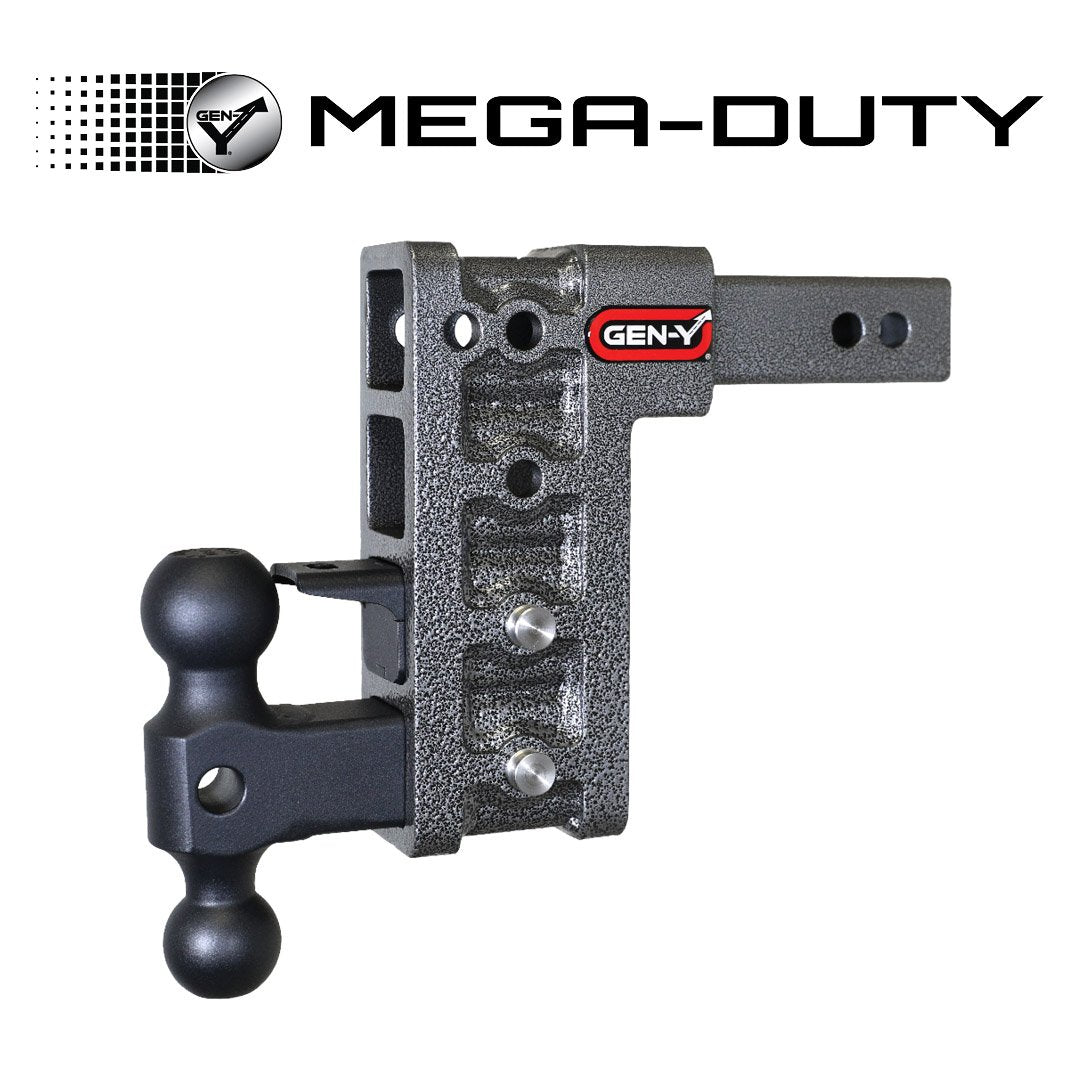 MEGA-DUTY 2" Offset Shank 2.5" Rise 7.5" Drop 2K TW 10K Hitch & GH-031 Dual-Ball & GH-032 Pintle Lock