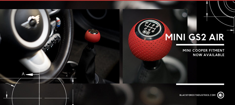 BFI GS2 Heavy Weight Shift Knob - Air Leather - Schwarz - Gold Top (Mini Fitment)