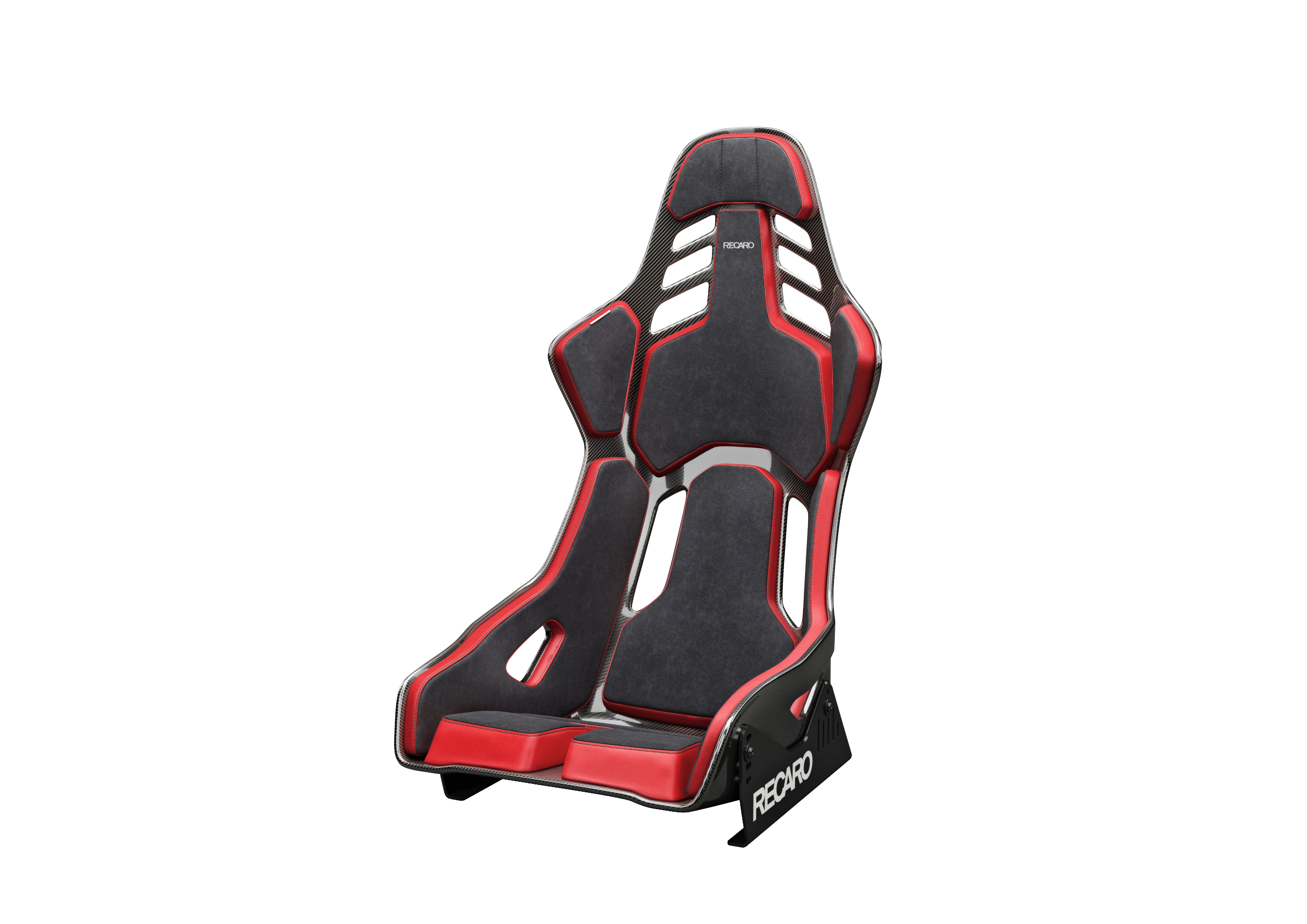 Recaro Podium CFK (CF/Kevlar) FIA/ABE Medium/Left Hand Seat - Alcantara Blk/Leather Red